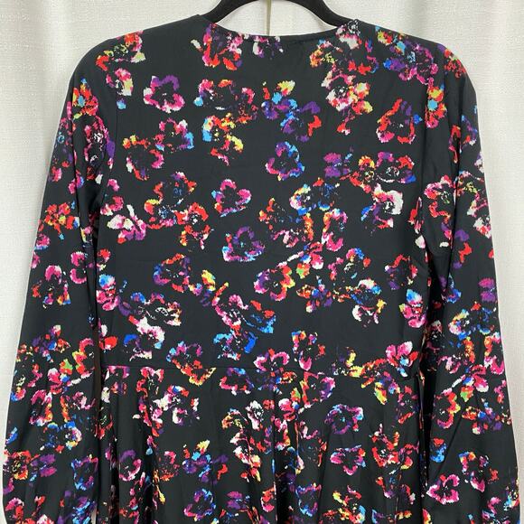 Yumi Kim Black Floral Wrap Mini Dress Sz.S - Picture 11 of 14